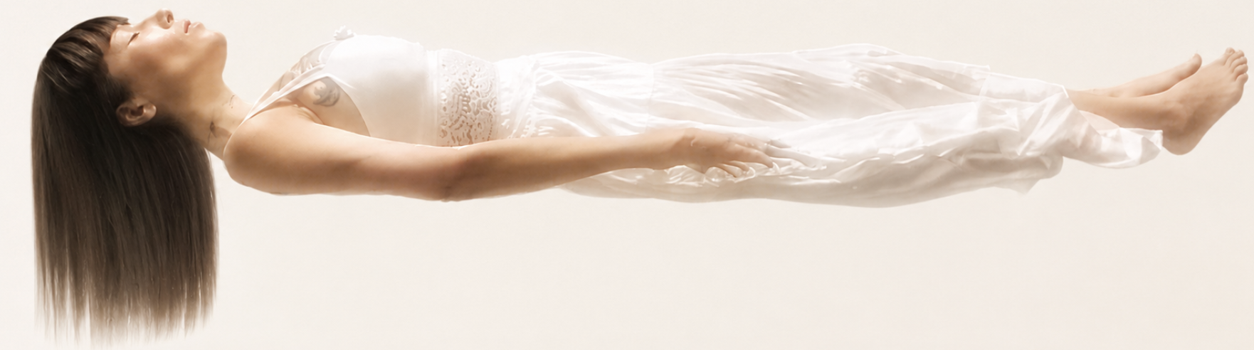 Floating illustration evoking out-of-body experience and astral projection
