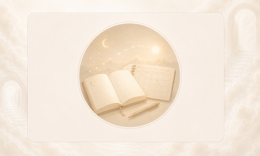 Dream journal and planner illustration for lucid dreaming planning