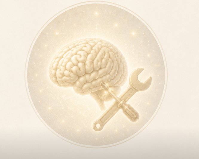 Brain and tool illustration for lucid dreaming techniques